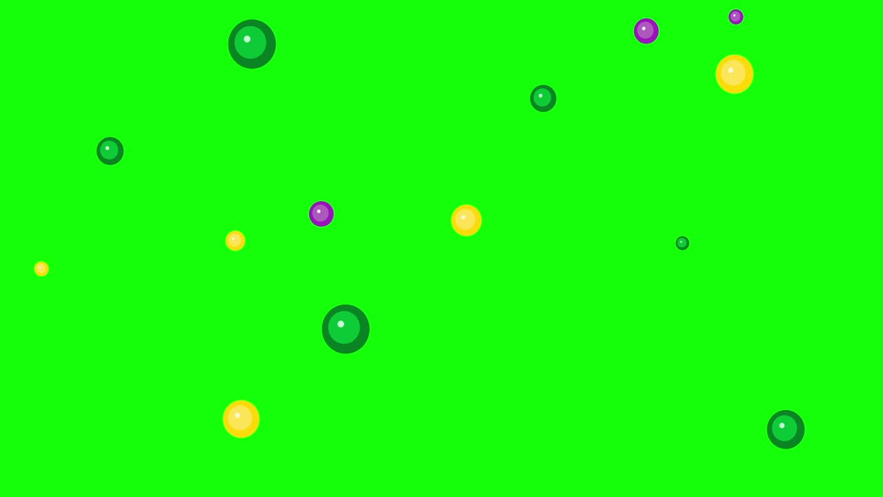 Mardi Gras bright colorful falling confetti. Colorful beads random falling on green screen. Seamless looped video with bright beads. Shot in 4k resolution with 60 Frame per second