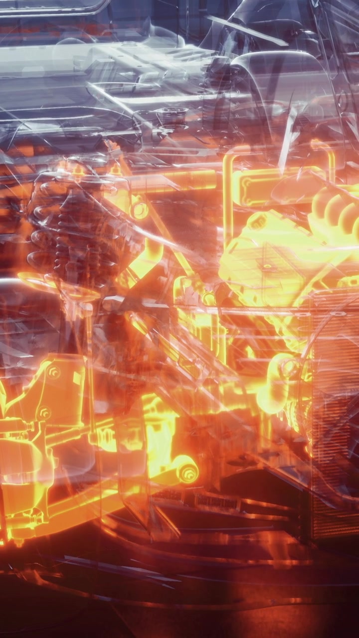 Complex machinery with glowing elements in a workshop setting