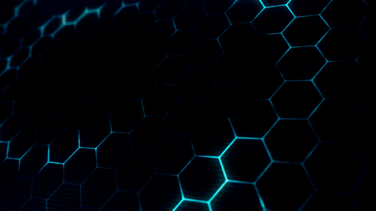 Abstract technology background with hexagon pattern. Seamless loop.