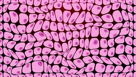 Animation-of-pink-cells-moving-on-black-background