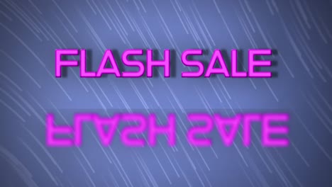 animation of flash sale over blue background with lines