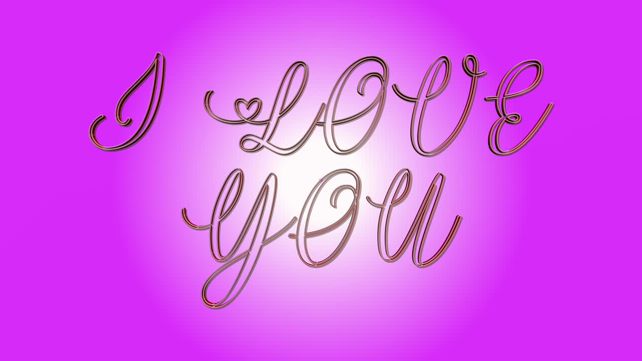 나는 당신을 사랑합니다 3d 텍스트 루핑 애니메이션 - 분홍색 배경에 심장 모양