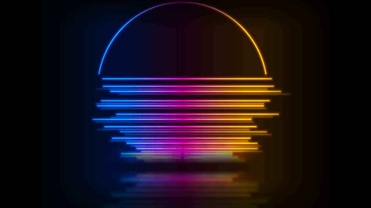 retro 80s neón láser sol abstracto colorido fondo de movimiento
