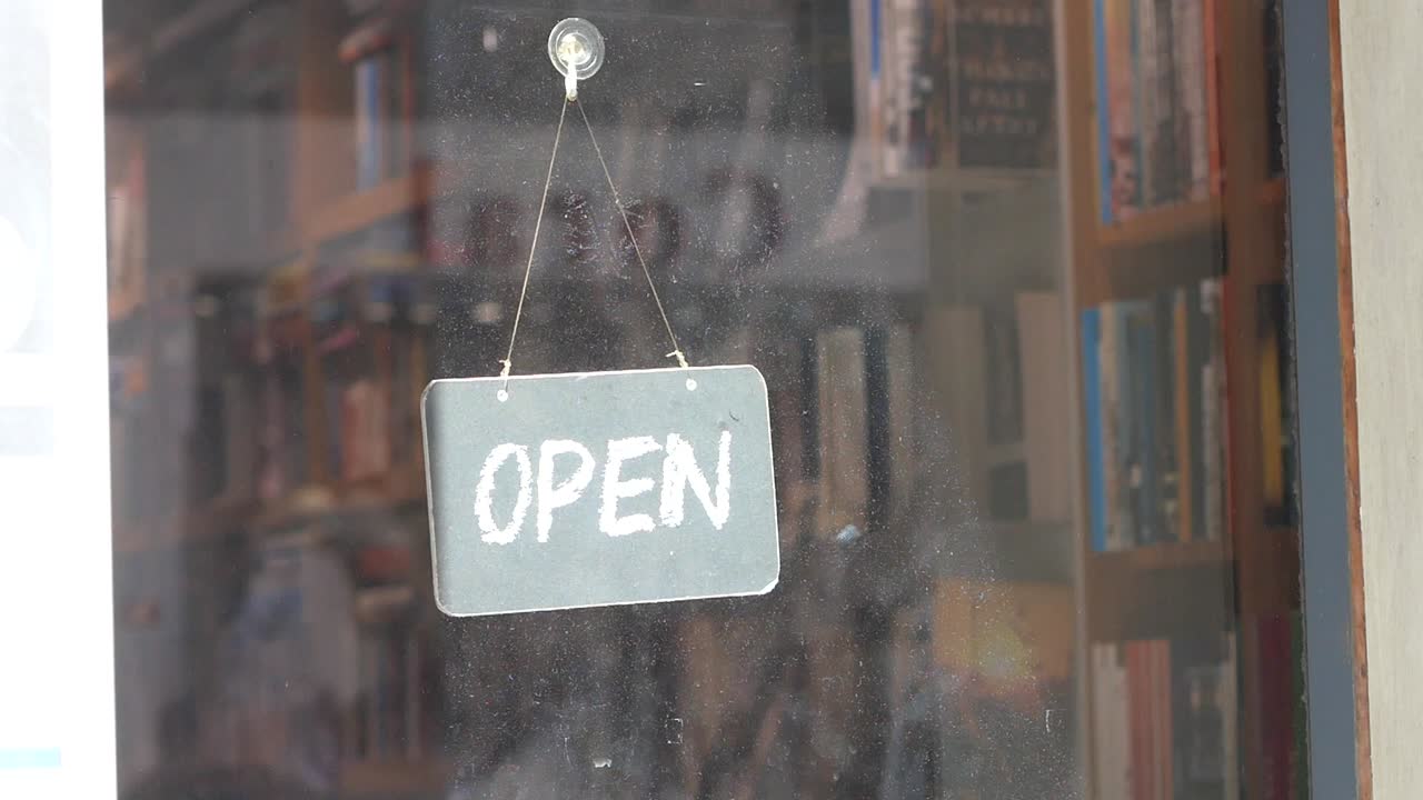 Open Sign in a Shop Window