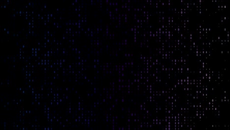 4k Gradient, colorful binary code with lots of the number zero glowing and fading out loopable background video on a black screen  for stock market and exchange, data, big data, business finance, communication, internet, virtual reality concepts