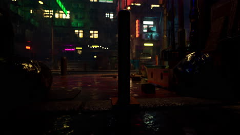 cyberpunk city alley at night