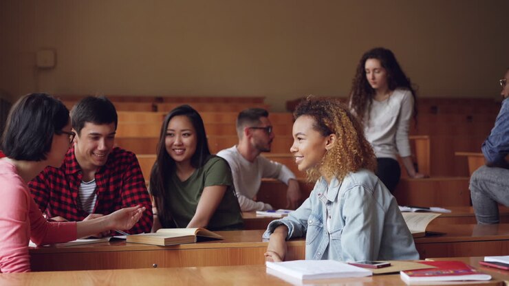 Students Discussing in a Classroom
