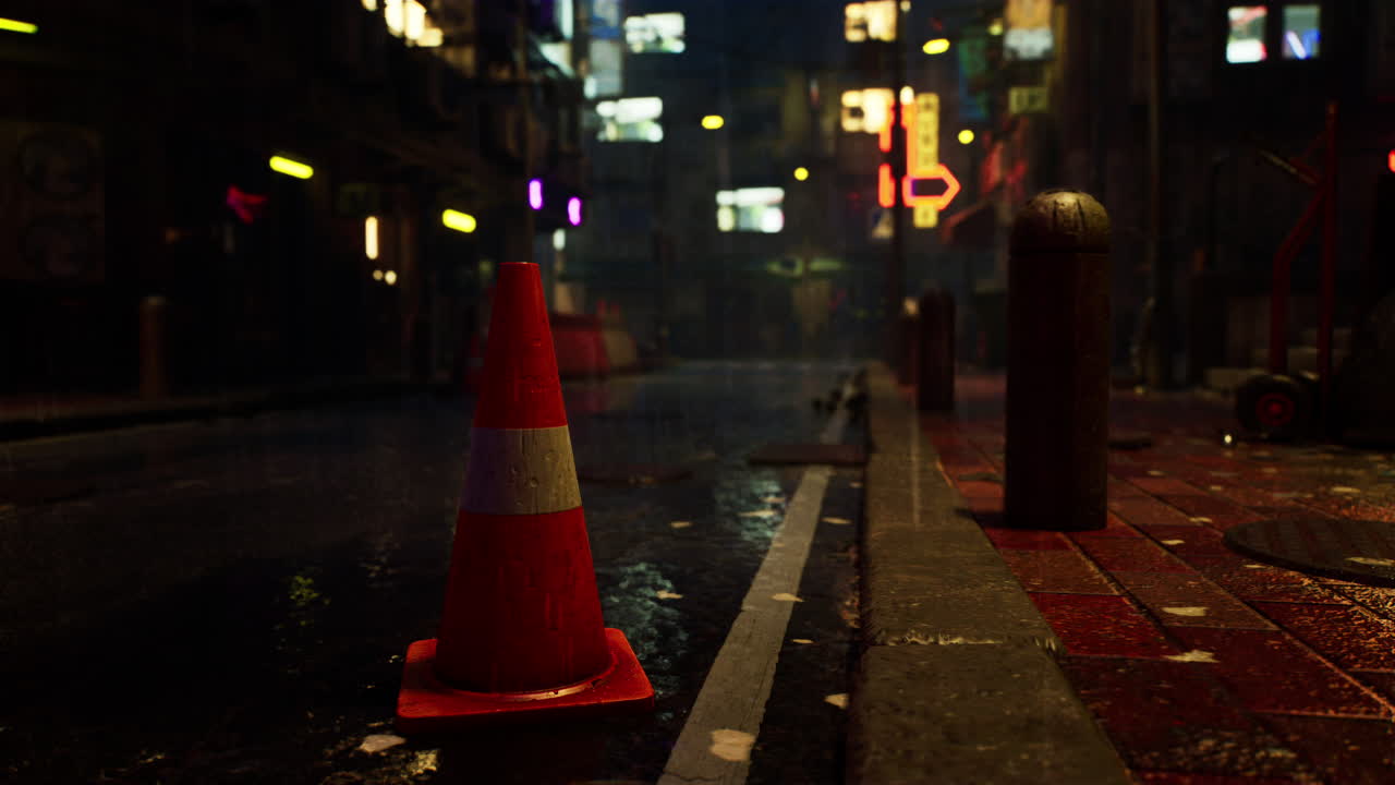 도시의 비가 오는 밤