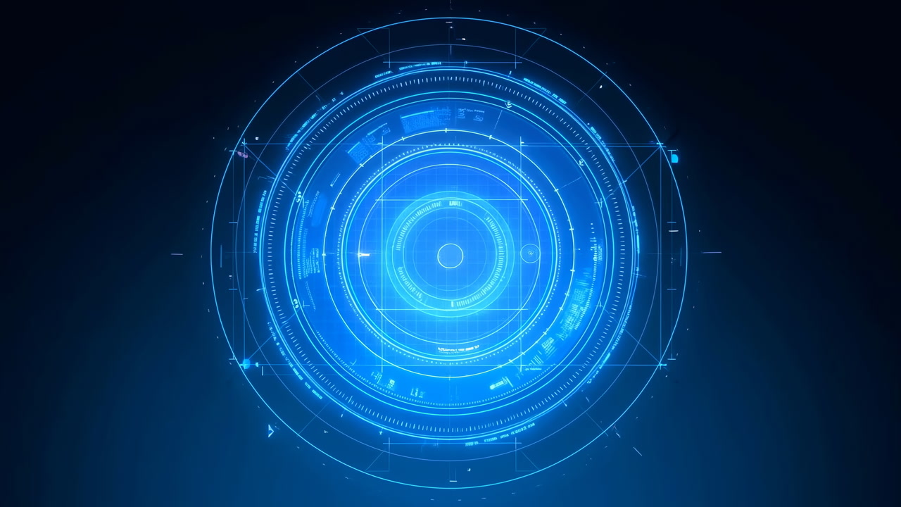Futuristic Blue HUD Interface with Scanning Data Animation