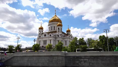 drone shot of cathedral of christ the saviour church in moscow russia