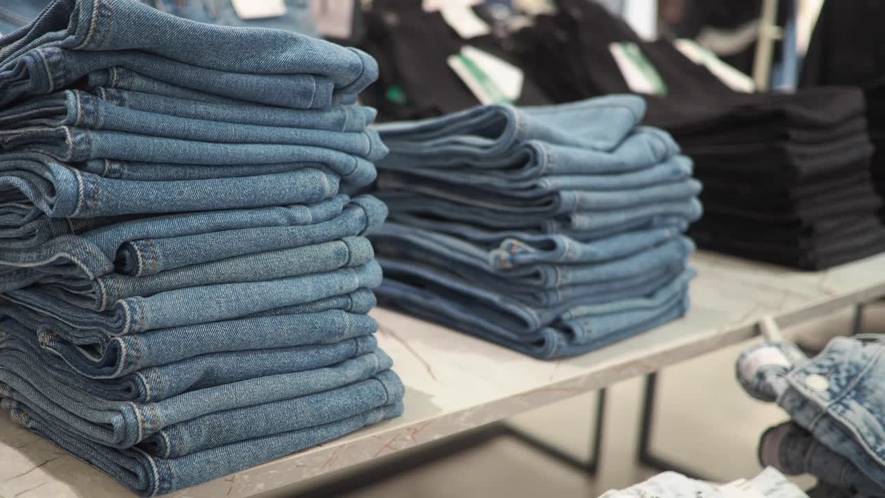 Stacks of Folded Jeans