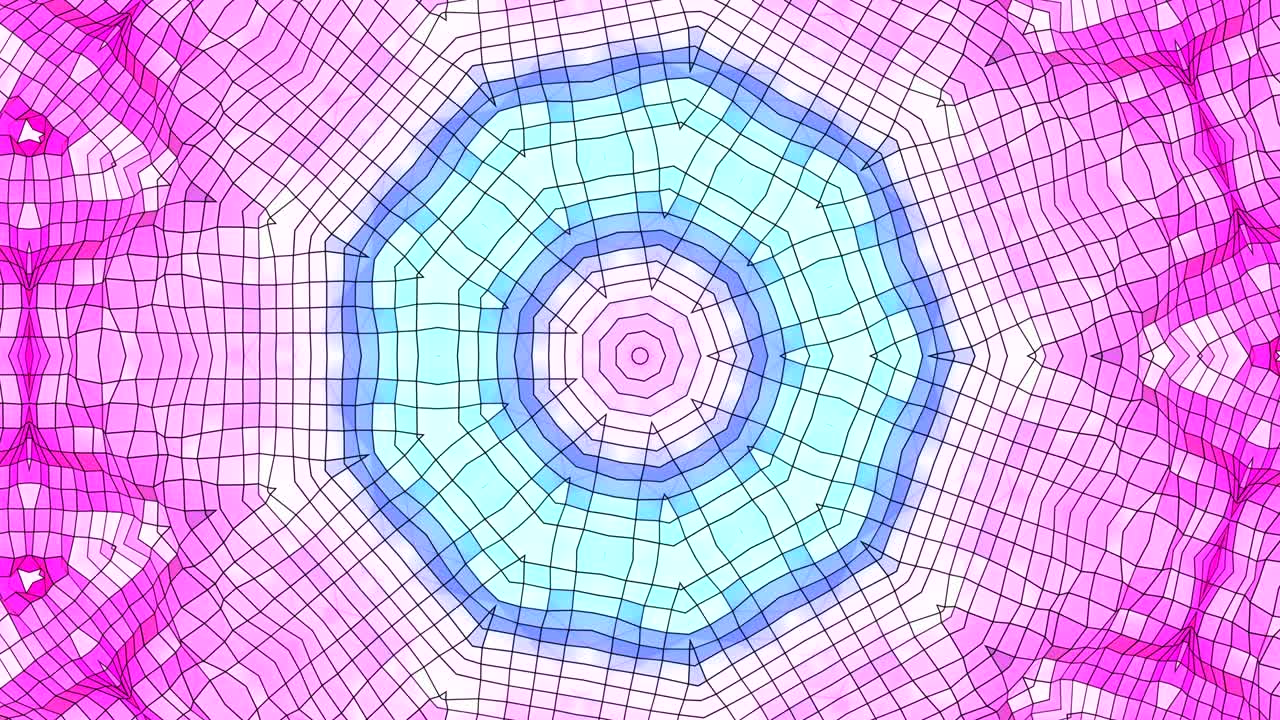 4k limpio geométrico caleidoscópico fondo animado en bucle, estilo low poly. animación 3d sin costuras con colores de gradiente modernos. fondo rojo azul simple creativo con estructura redonda. 2