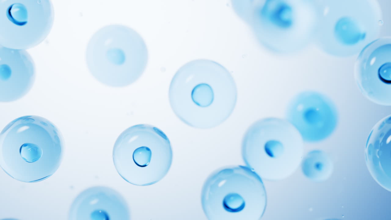 투명한 파란 세포 배경, 3d 렌더링