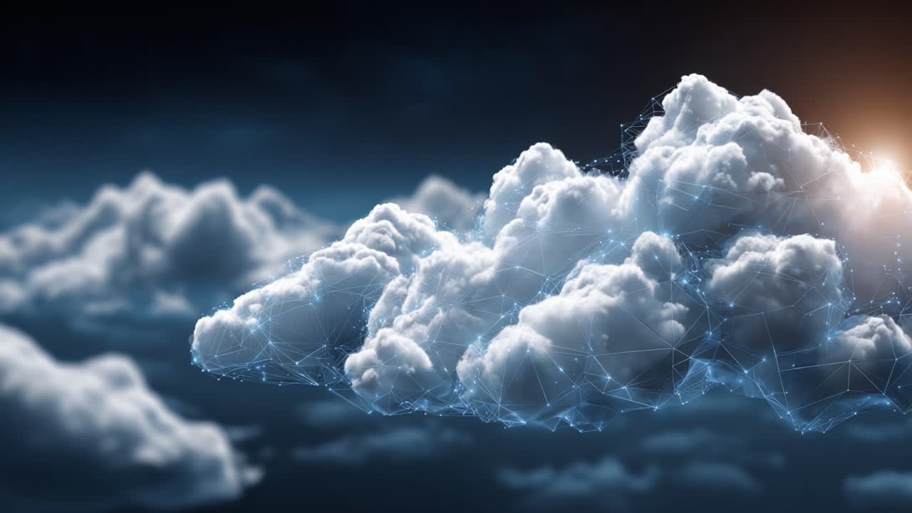 Virtualized Whispers: A Stunning Visual of Data Clouds in the Digital Sky, Merging Nature and Technology in a Unique Atmospheric Display
