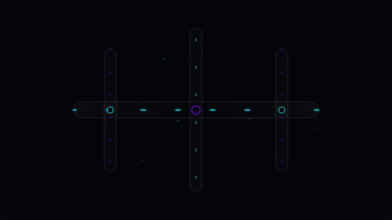 Abstract Digital Interface with Pulsing Neon Geometric Lines