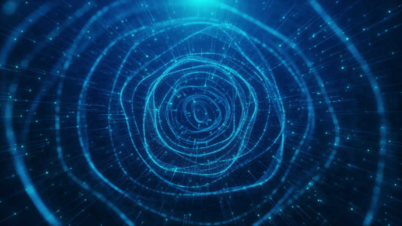 3d technology abstract big data digital particles cyber network light background empty space scene