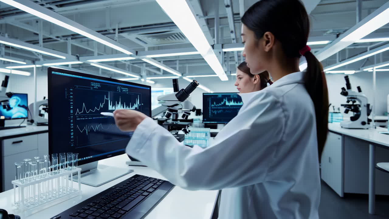 científicos que trabajan en un laboratorio moderno