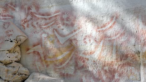 Aboriginal-cave-painting-rock-art-about-dreamtime-stories-from-indigenous-Australia-first-nation-people