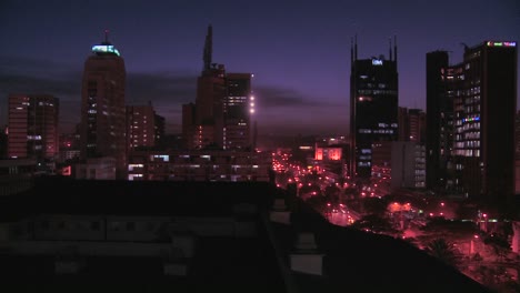 slow pan across night skyline of nairobi kenya