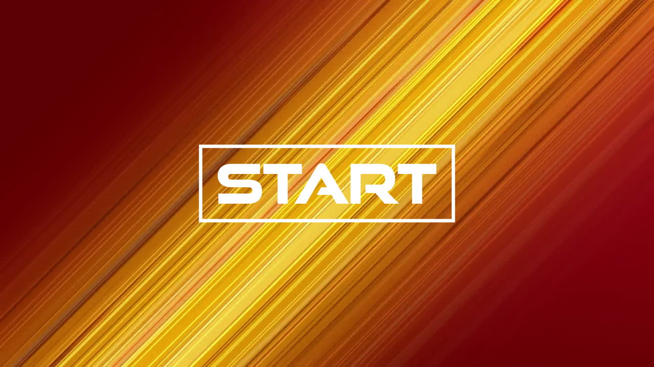Animation of start text over light trails on orange background