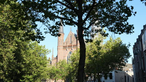 Scenic-Gouwekerk-Church-In-Gouda,-Netherlands---approach