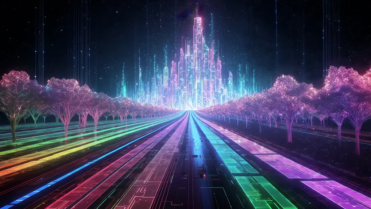 밤 에 미래적 인 도시 풍경