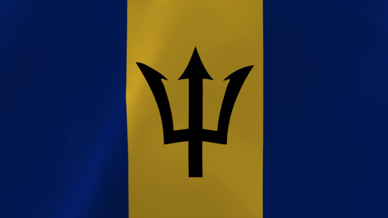 barbados agitando la bandera 4k con fondo de papel tapiz en movimiento