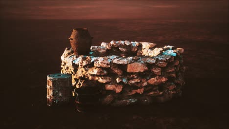 old stone water well in the desert