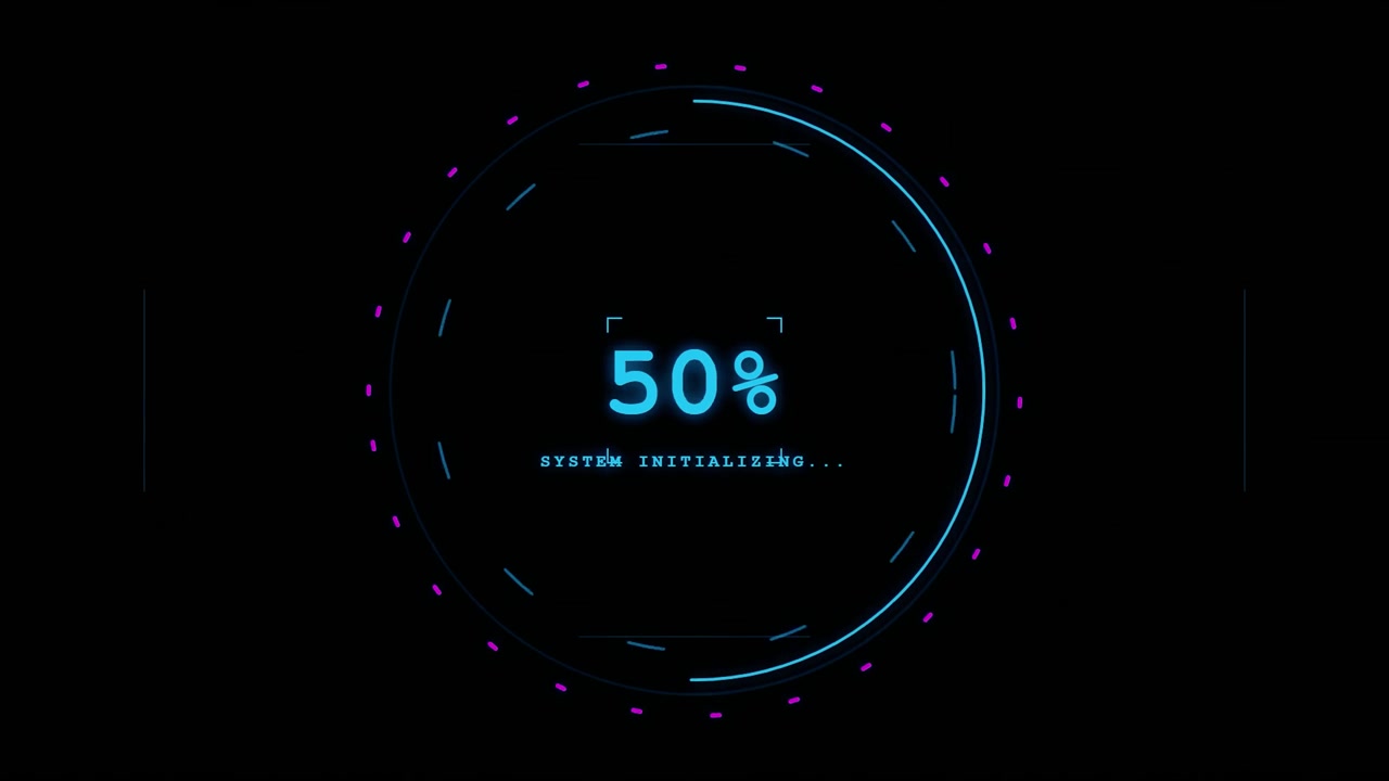 Digital Loading Screen with Percentage Counter and Circular Interface