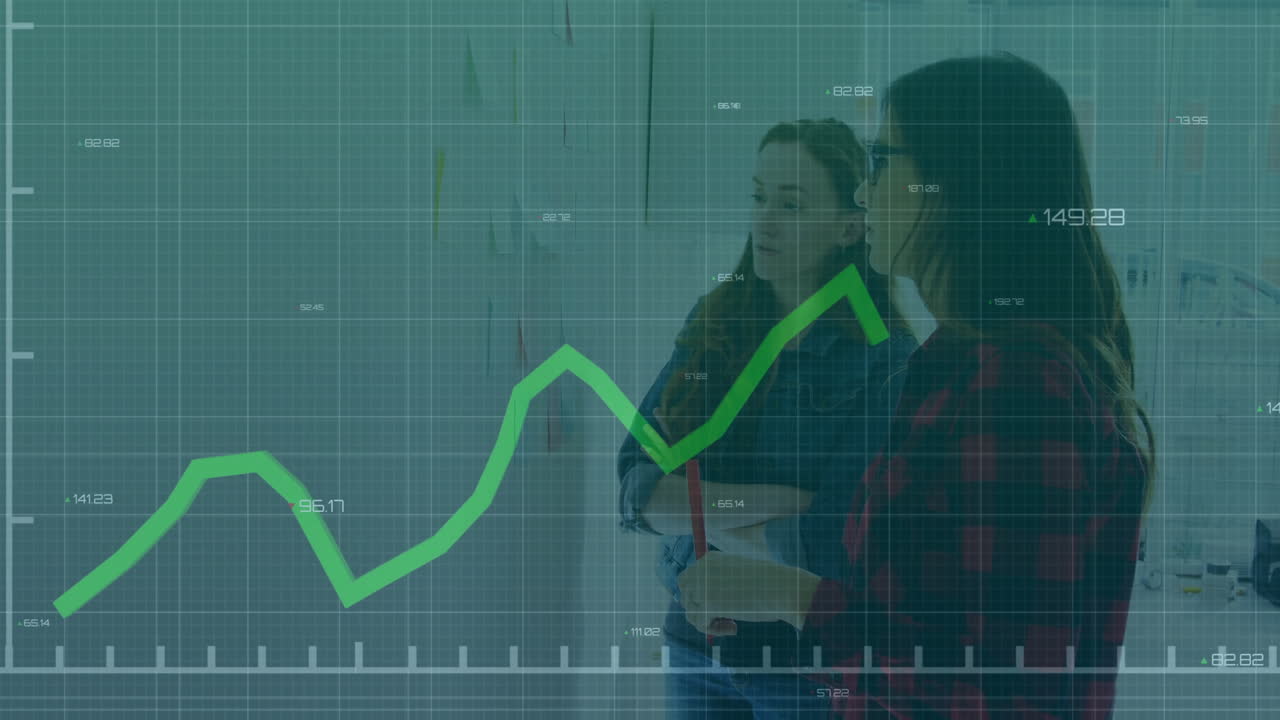 animación gráfica financiera sobre dos mujeres discutiendo en la oficina