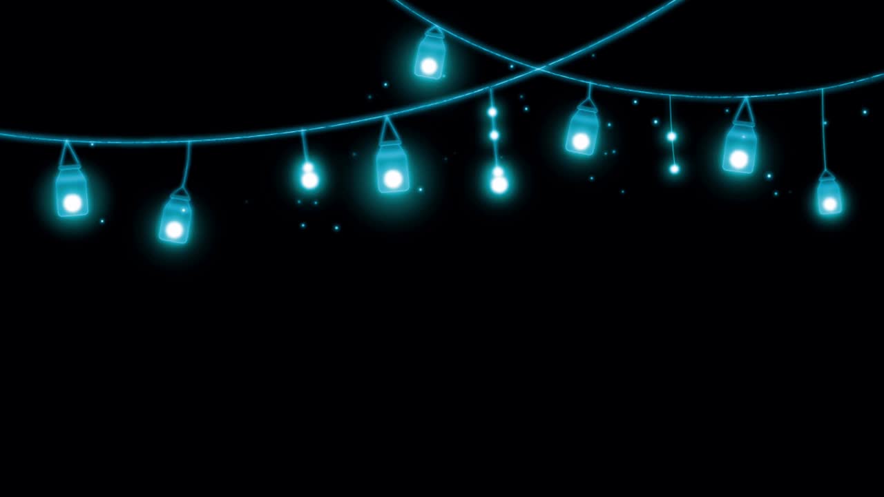 애니메이션 블루 라이트 꽃받침 프레임 검은색 배경