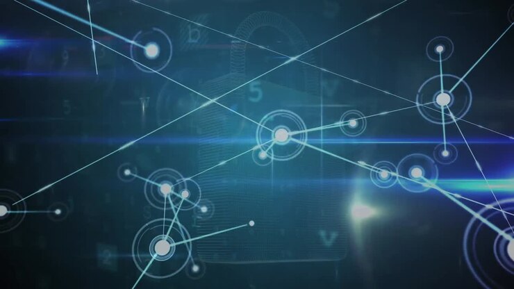 Animation of data processing over padlock