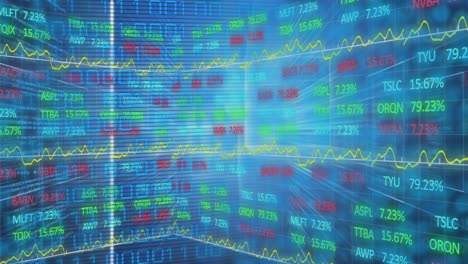 animation of stock market over data processing