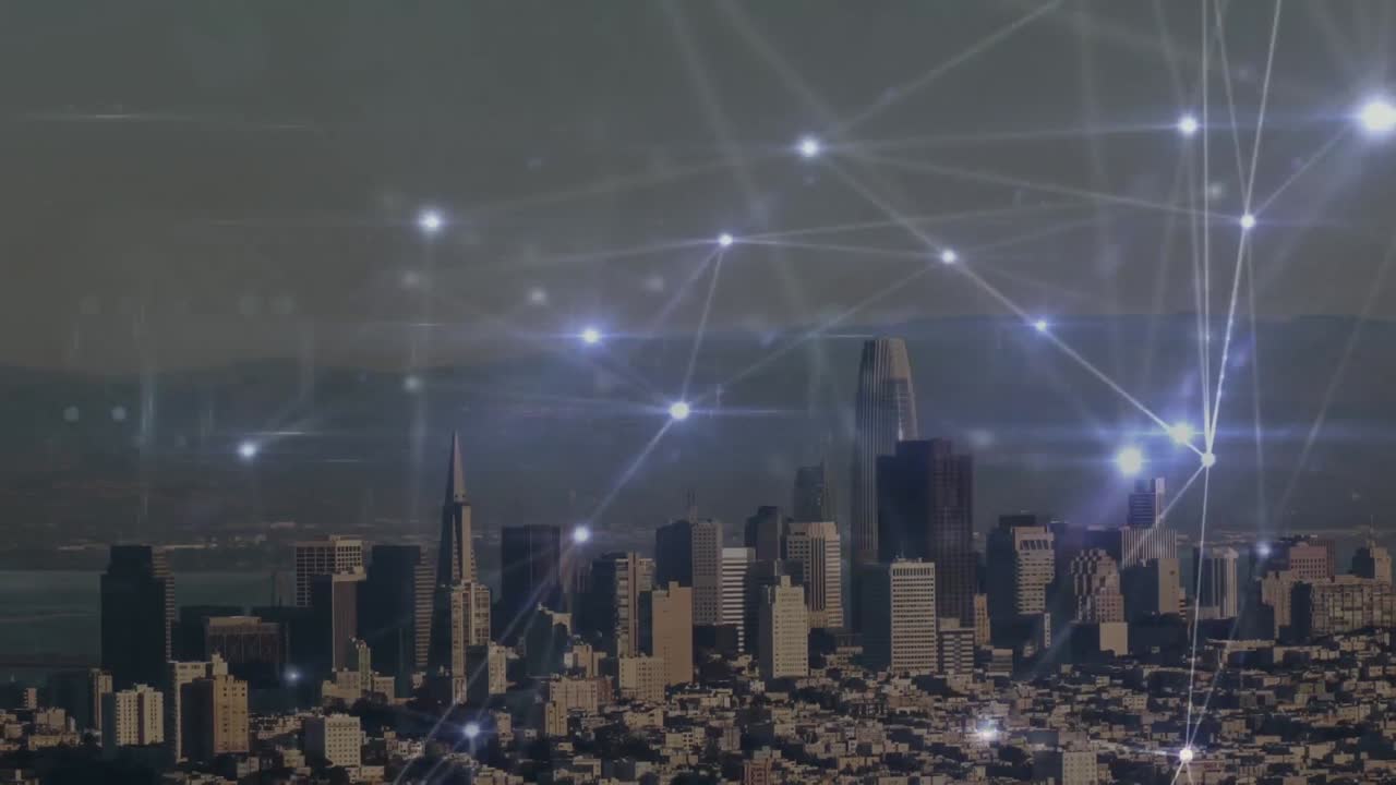 都市景観上の接続ネットワークのアニメーション