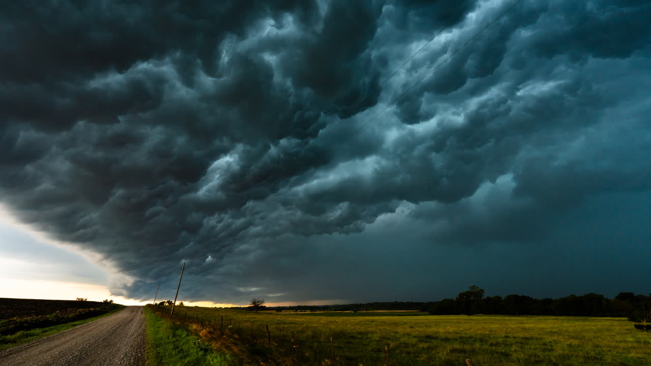 Storm front moves overhead in a spectacular dramatic scene