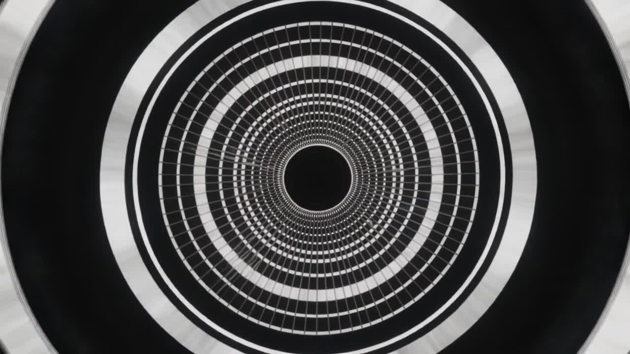 Vertical video: Animating rings tunnel pulsing inward on screen on play, creating receding effect