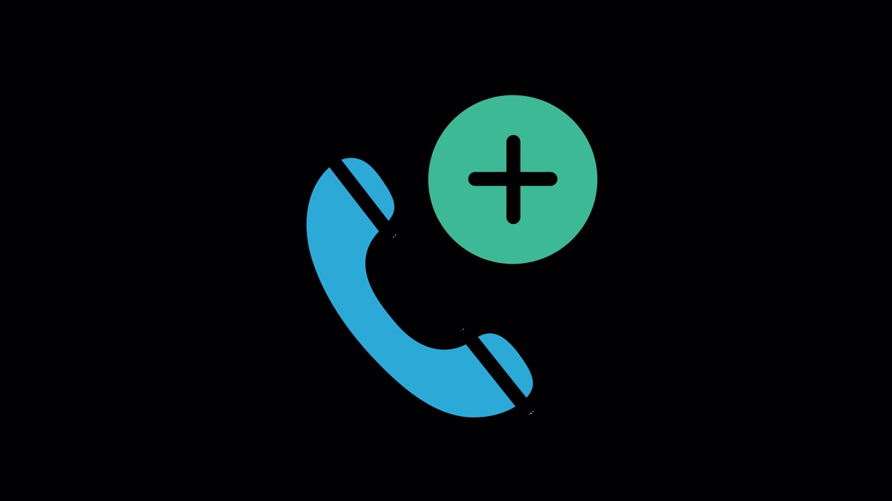 Animated Phone Call Plus Icon on Black Background