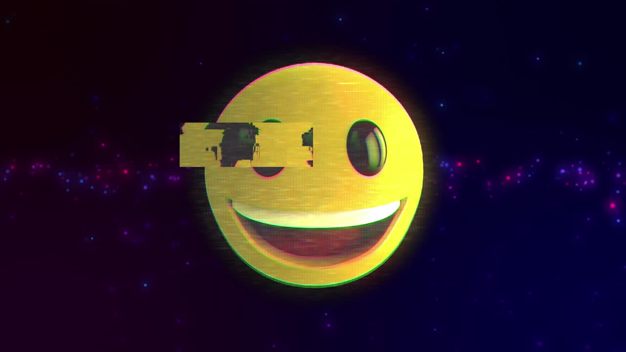 Animation of emoji icon and interference over light spots