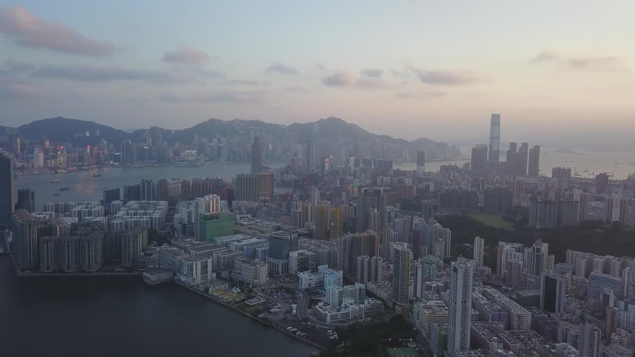 imagen aérea del distrito de kowloon en hong kong