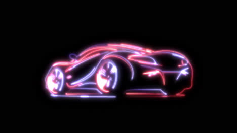 futuristic neon light outline of a sports car