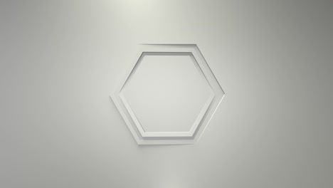 animación de negocios blanca. rotación de los marcos hexagonales. renderización 3d, ventana, bucle, color sólido minimalista. salto mortal