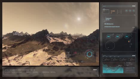 digital display sci-fi hud - surface of an alien planet