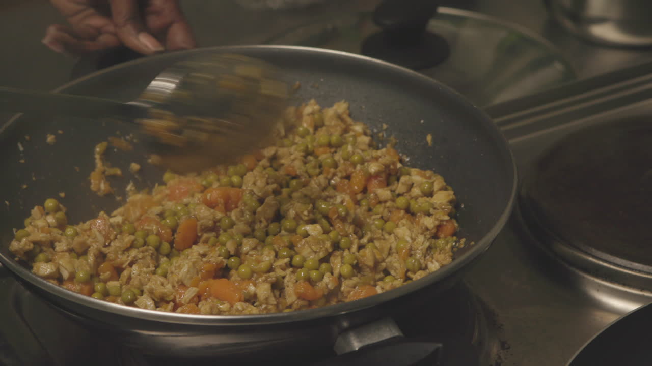 Stir-fry asian food in a wok