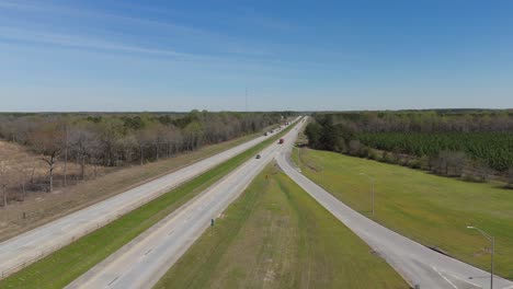 aerial push in on interstate 16 in georgia.