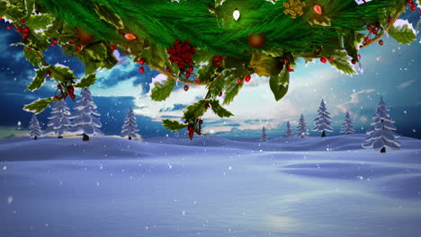 animation of snow falling over winter scenery