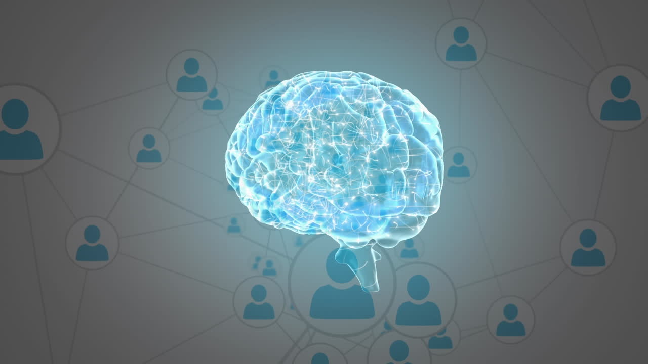 cerebro con una red de iconos de perfil