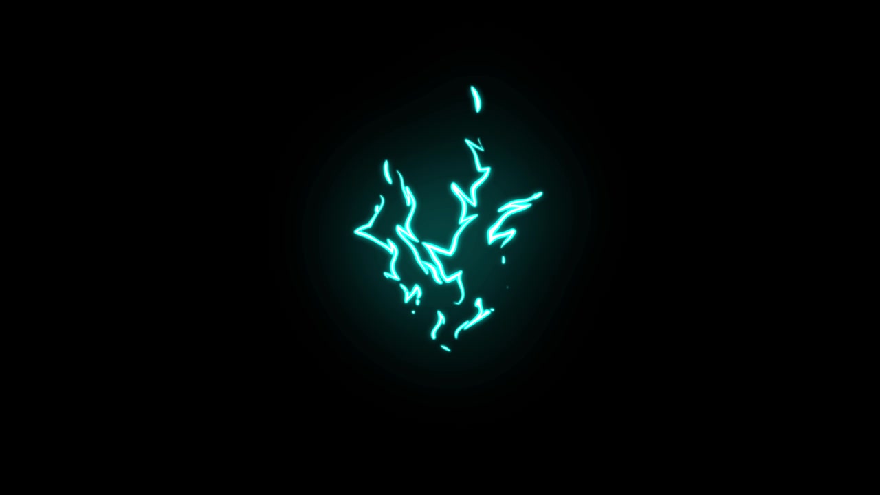 Animeret cyan lyneffekt på sort baggrund