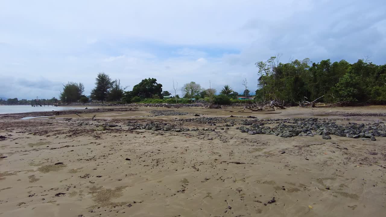 Beautiful Sematan White Sandy Beach Facing To The Open Sea,Sarawak,Borneo.