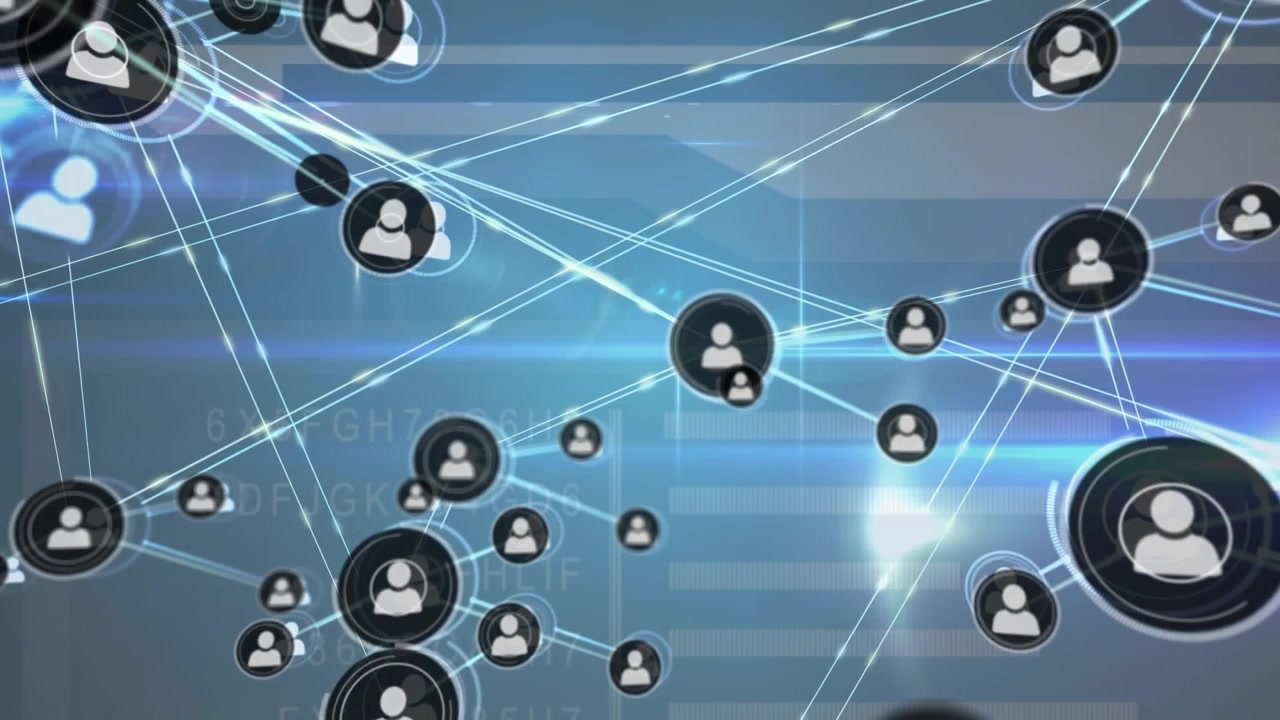 Animazione di una rete di connessioni sull'elaborazione dati