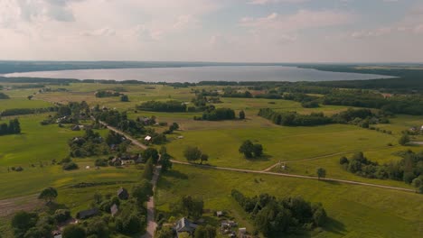 drone flight towards the big lake dusia in lithuania